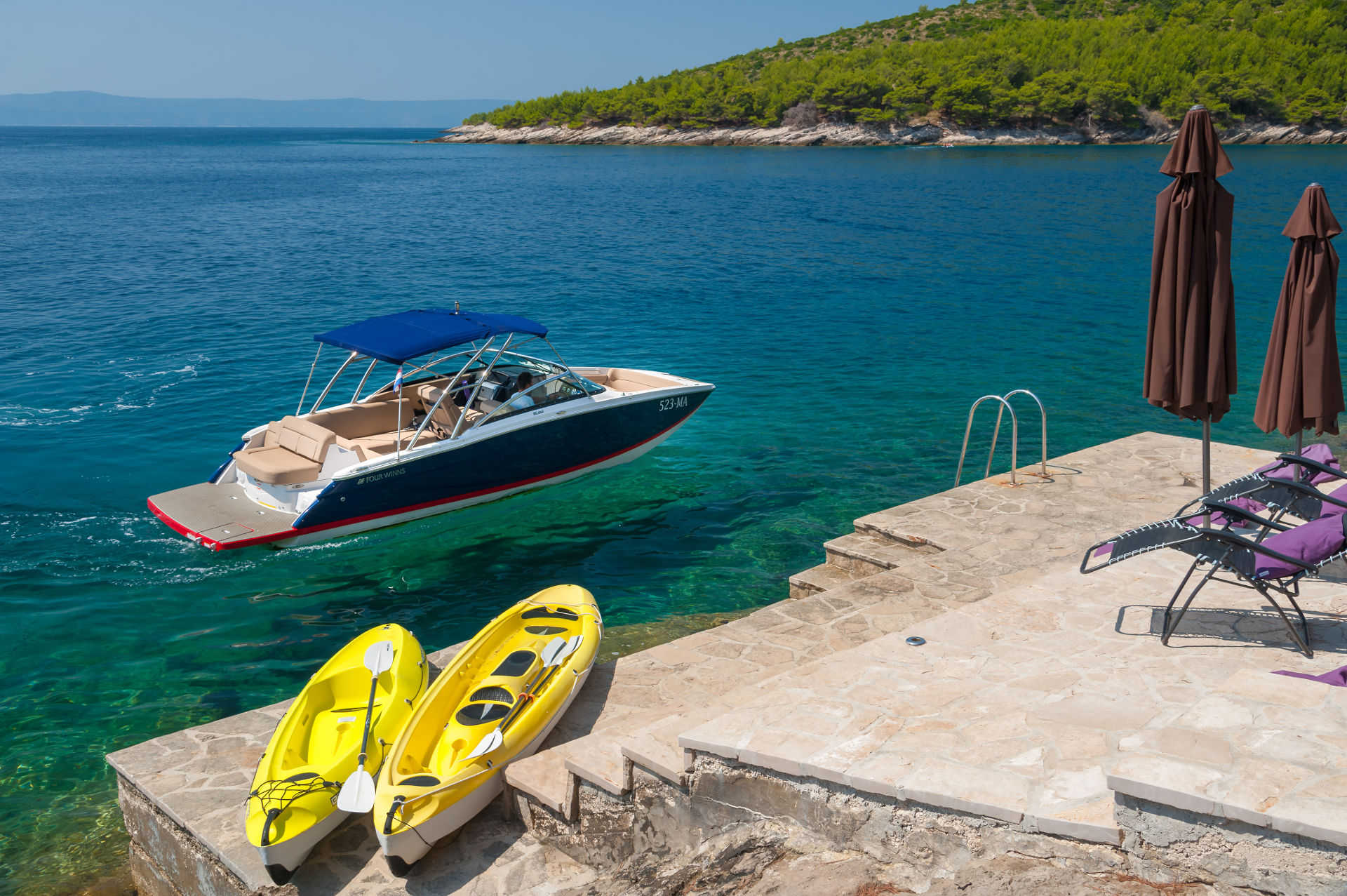 Villa Rosemarine waterfront with private dock